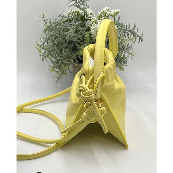 Yuzefi Mini Bom Lemon Yellow Crossbody Leather Shoulder Bag Runway Designer - Picture 6 of 14